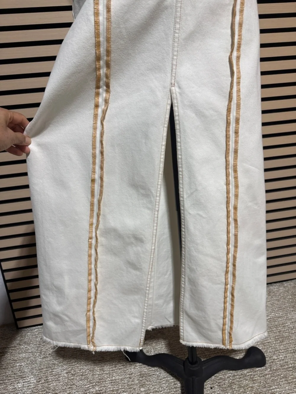 Moon River Neutral Cream Midi Skirt - Picture 2 of 9